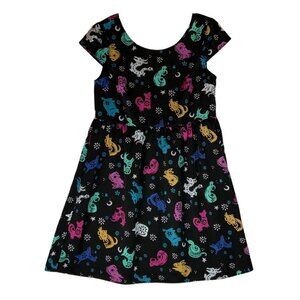 ModCloth Womens Short Sleeve Dress Size S Black Chinese Zodiac Print Babydoll